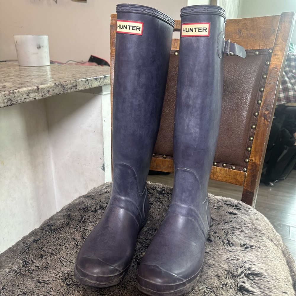 Hunter Original Tall Waterproof Navy Blue Wellies Boots, Size 8